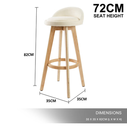 4X Wooden Bar Stool Dining Chair Fabric LEILA 72cm BEIGE 12