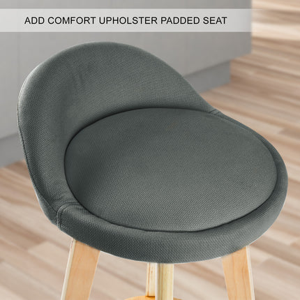 2X Wooden Bar Stool Dining Chair Fabric LEILA 72cm GREY 9