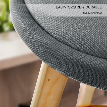 4X Wooden Bar Stool Dining Chair Fabric LEILA 72cm GREY 10