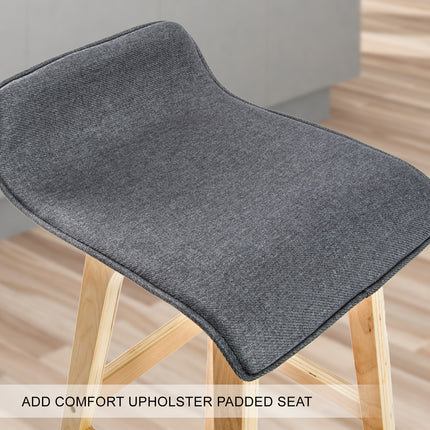 2X Wooden Bar Stool Dining Chair Fabric SOPHIA 74cm GREY 9