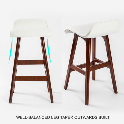 4X Wooden Bar Stool Dining Chair Leather SOPHIA 65cm WHITE BROWN 4