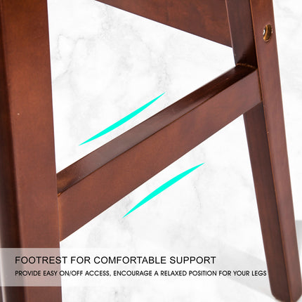 4X Wooden Bar Stool Dining Chair Leather SOPHIA 65cm WHITE BROWN 5