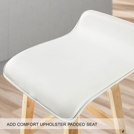 2X Wooden Bar Stool Dining Chair Leather SOPHIA 74cm WHITE 9
