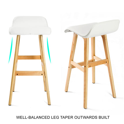 4X Wooden Bar Stool Dining Chair Leather SOPHIA 74cm WHITE 4