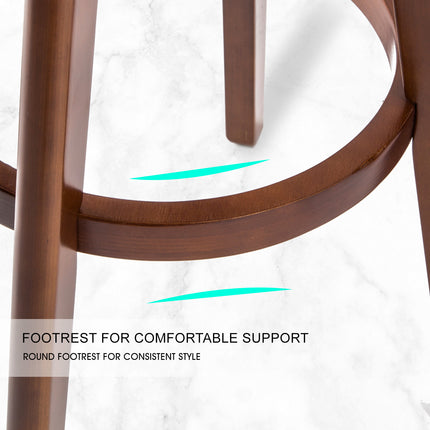 2X Wooden Bar Stool Dining Chair Leather LEILA 72cm BLACK BROWN 5