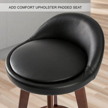 2X Wooden Bar Stool Dining Chair Leather LEILA 72cm BLACK BROWN 9