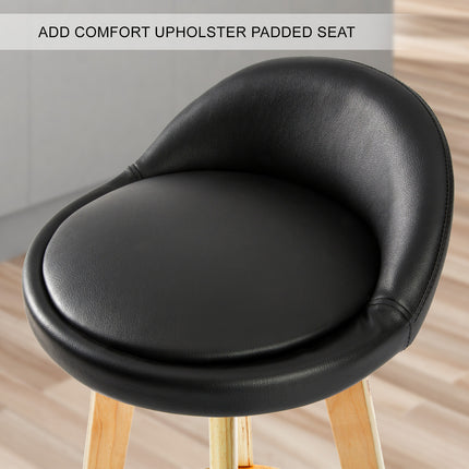 2X Wooden Bar Stool Dining Chair Leather LEILA 72cm BLACK 9