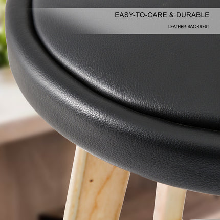 2X Wooden Bar Stool Dining Chair Leather LEILA 72cm BLACK 10