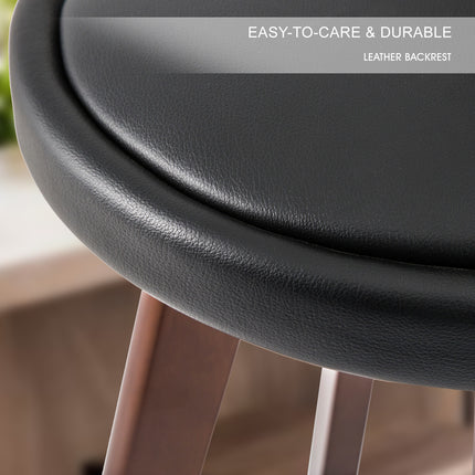 4X Wooden Bar Stool Dining Chair Leather LEILA 72cm BLACK BROWN 10