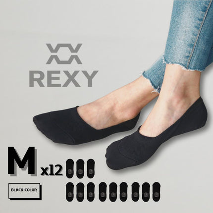 12X Rexy Cushion No Show Ankle Socks Medium Non-Slip Breathable BLACK 2