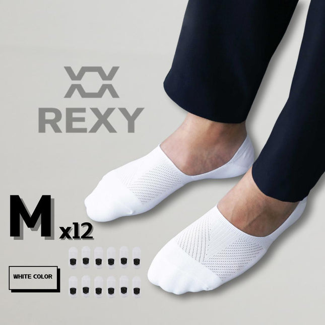 12X Rexy Cushion No Show Ankle Socks Medium Non-Slip Breathable WHITE 2