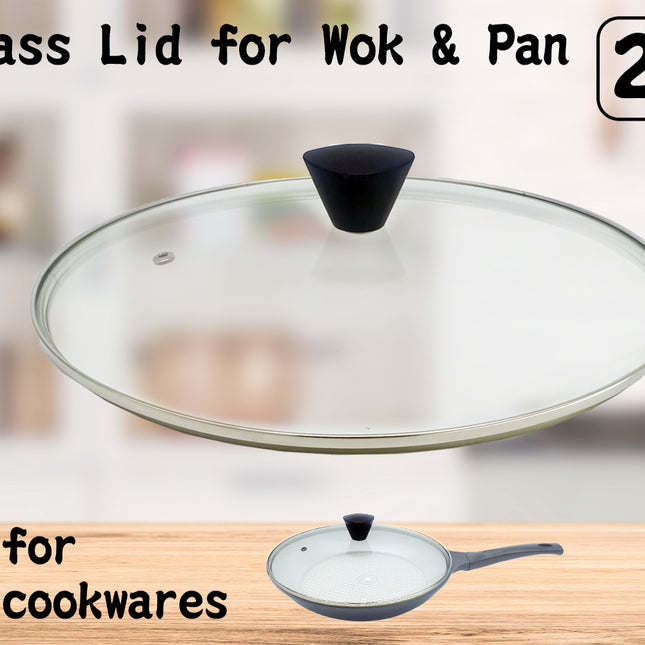 KOMAN Stainless Steel Glass Lid with Bakelite Handle - 26cm 2