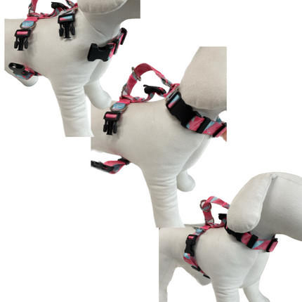 Dog Double-Lined Straps Harness Adjustable L MARBLE PINK 11