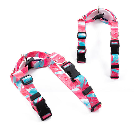 Dog Double-Lined Straps Harness Adjustable L MARBLE PINK 5