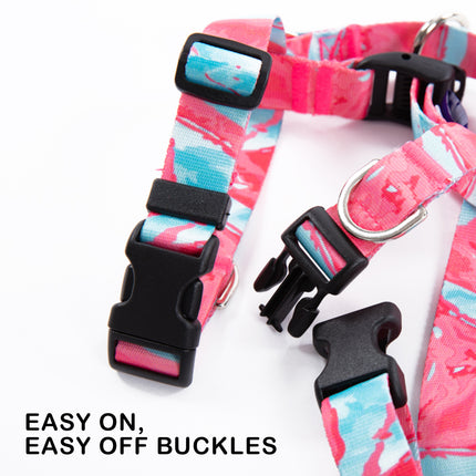 Dog Double-Lined Straps Harness Adjustable L MARBLE PINK 6