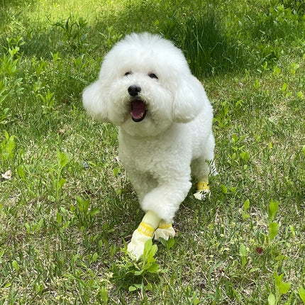 28pc X Dog Shoes Waterproof Disposable Boots Anti-Slip Pet Socks L YELLOW 2