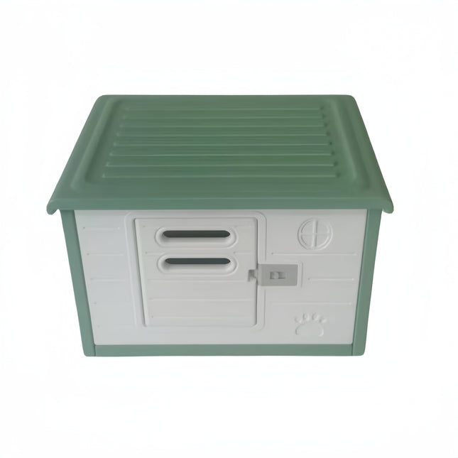 YES4PETS Small Plastic Pet Dog Puppy Cat House Kennel With Door Green 2