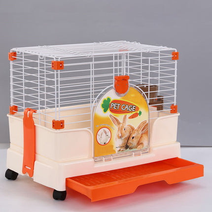 YES4PETS Small Orange Pet Rabbit Cage Guinea Pig Crate Kennel With Potty Tray And Wheel 2