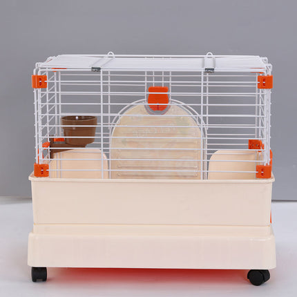 YES4PETS Small Orange Pet Rabbit Cage Guinea Pig Crate Kennel With Potty Tray And Wheel 3