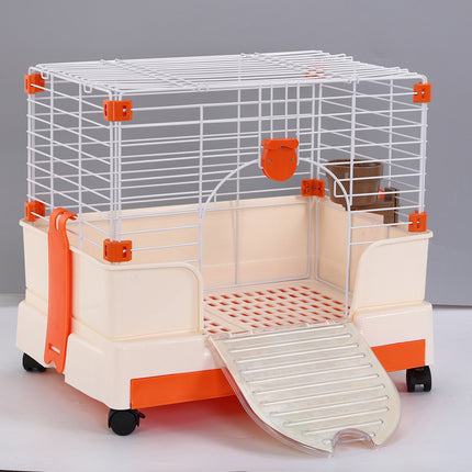YES4PETS Small Orange Pet Rabbit Cage Guinea Pig Crate Kennel With Potty Tray And Wheel 4