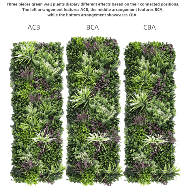 YES4HOMES 3 Artificial Plant Wall Grass Panels Vertical Garden Foliage Tile Fence 50X50 CM 2