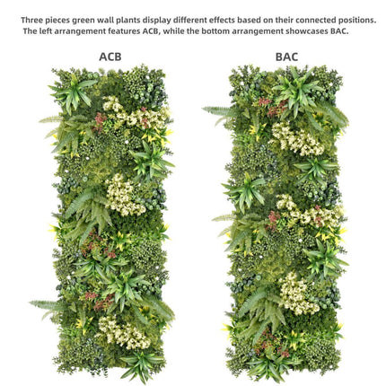 YES4HOMES 3 Artificial Plant Wall Grass Panels Vertical Garden Foliage Tile Fence 50X50 CM 2