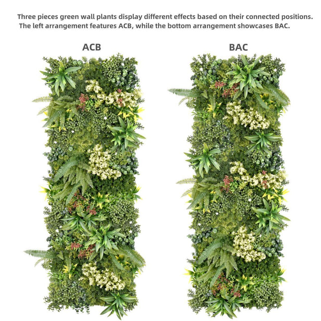 YES4HOMES 3 Artificial Plant Wall Grass Panels Vertical Garden Foliage Tile Fence 50X50 CM 2