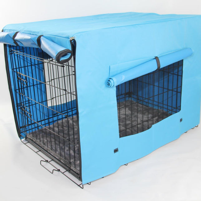 YES4PETS 24' Portable Foldable Dog Cat Rabbit Collapsible Crate Pet Cage with Blue Cover Mat