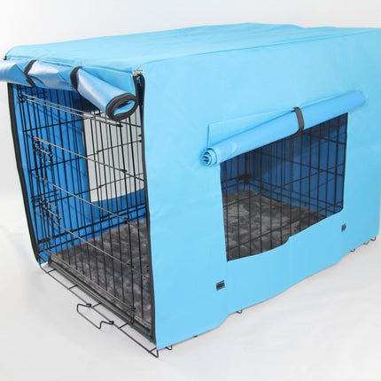 YES4PETS 30' Portable Foldable Dog Cat Rabbit Collapsible Crate Pet Cage with Blue Cover Mat