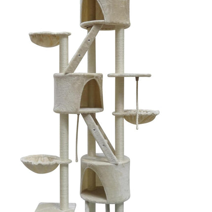 YES4PETS 244 cm XL Multi Level Cat Scratching Post Tree Scratcher Pole- Beige 2