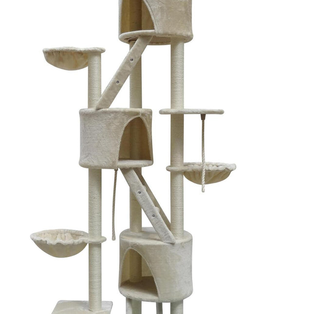 YES4PETS 244 cm XL Multi Level Cat Scratching Post Tree Scratcher Pole- Beige 2
