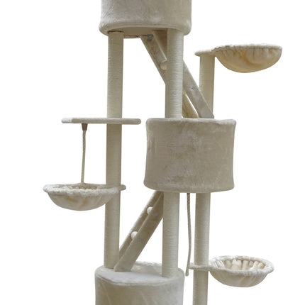YES4PETS 244 cm XL Multi Level Cat Scratching Post Tree Scratcher Pole- Beige 3