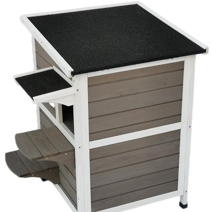 YES4PETS 2 Story Cat Shelter Condo with Escape Door Rainproof Kitty House 5