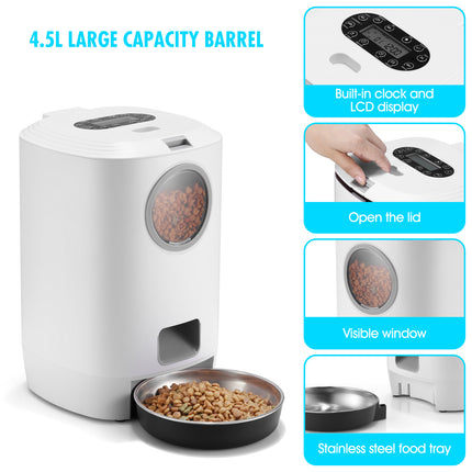 YES4PETS 4.5L Visible Automatic Digital Pet Dog Cat Feeder Food Bowl Dispenser 6
