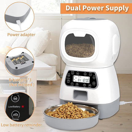 YES4PETS 3.5L Visible Automatic Digital Pet Dog Cat Feeder Food Bowl Dispenser 4