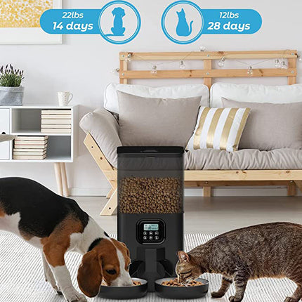 YES4PETS 6L Automatic Digital Pet Dog Cat Feeder Double Food Bowl Dispenser 2