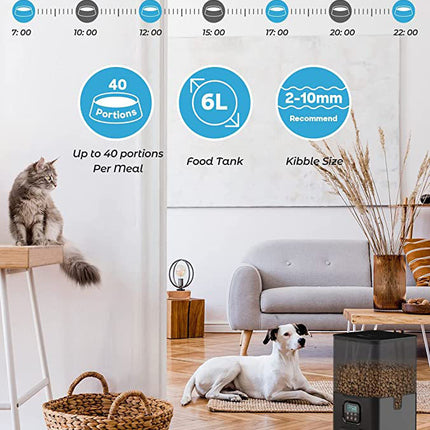 YES4PETS 6L Automatic Digital Pet Dog Cat Feeder Double Food Bowl Dispenser 3