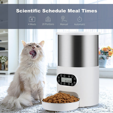YES4PETS Electric Automatic Pet Dog Cat Rabbit Feeder Stainless Steel 4.5L Dispenser 7