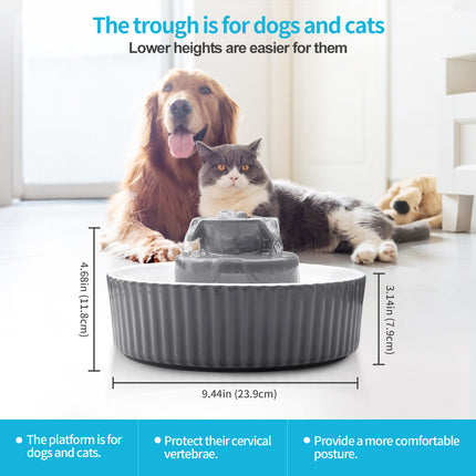 YES4PETS Grey Ceramic Electric Pet Water Fountain Dog Cat Water Feeder Bowl Dispenser 3