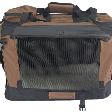 YES4PETS Large Fordable Pet Dog Puppy Soft Crate With Curtain-Brown 3