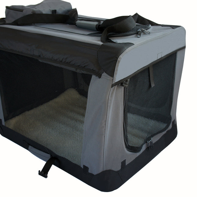 YES4PETS Large Fordable Soft Dog Cat Puppy Crate Bag With Curtain-Grey 2