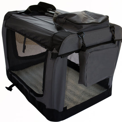 YES4PETS Large Fordable Soft Dog Cat Puppy Crate Bag With Curtain-Grey 3