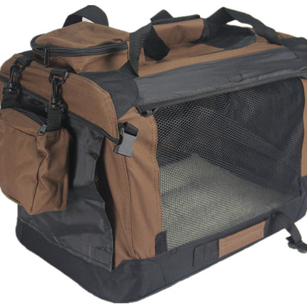 YES4PETS XXL Foldable Soft Dog Cat Puppy Carrier Crate With Curtain-Brown