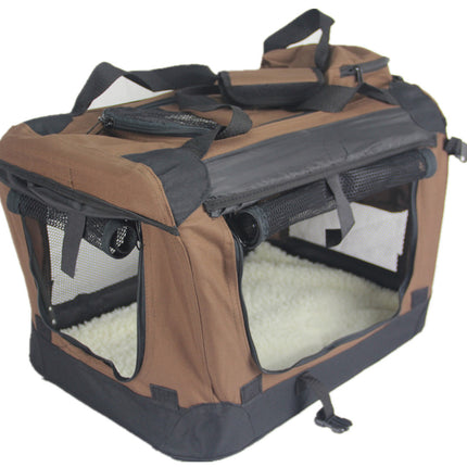 YES4PETS XXL Foldable Soft Dog Cat Puppy Carrier Crate With Curtain-Brown 3