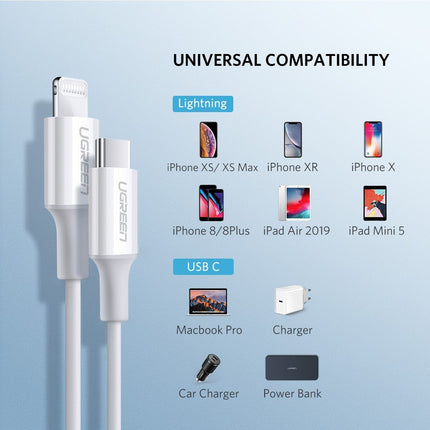 UGREEN 10493 Type-C to MFI iPhone M/M Cable Rubber Shell 1M White 5