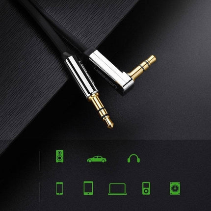 UGREEN 10728 3.5mm Male to 3.5mm Right Angle 3.5mm Aux Cable 3m (Black) 3