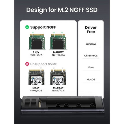 UGREEN 10903 M.2 SATA NGFF SSD Hard Drive Enclosure 6