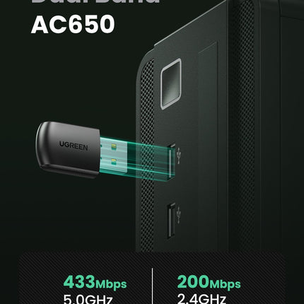 UGREEN 20204 AC650 Dual Band USB WLAN Adapter 2
