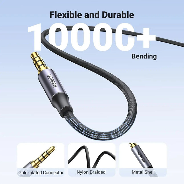 UGREEN 20785 3.5mm Braided 4-Pole Audio Cable Male to Male 3m 2