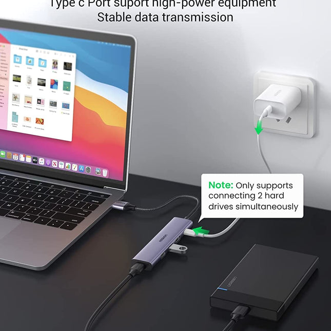 UGREEN 20805 USB 3.0 4-Port Hub with USB-C Power Port 2